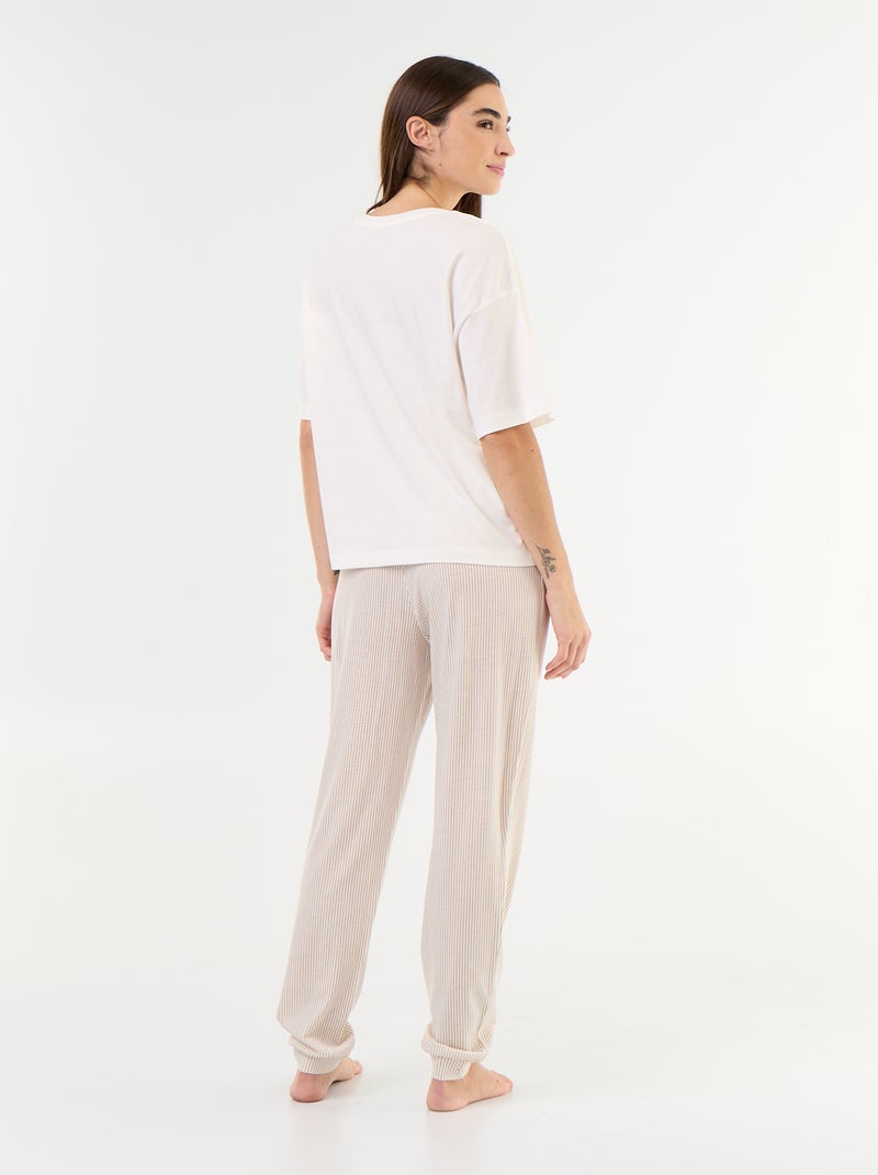 Pigiama 2 pezzi - t-shirt + pantaloni Bianco - Kiabi