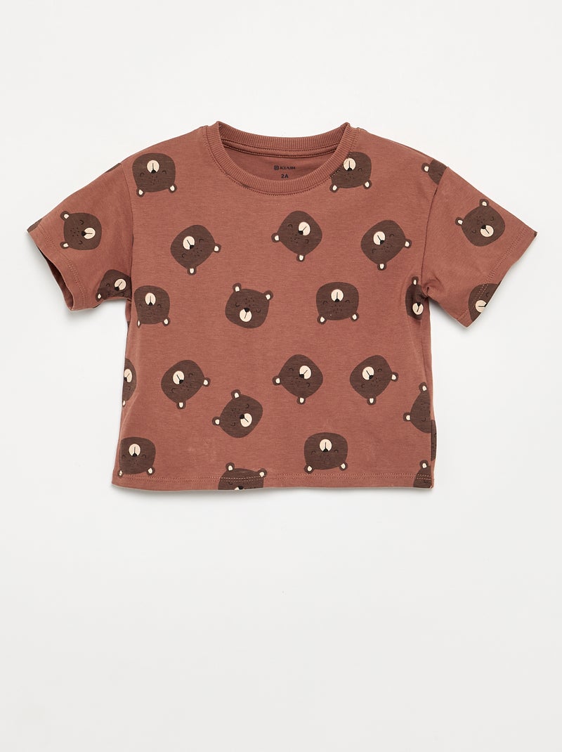Pigiama 2 pezzi - T-shirt + short Marrone - Kiabi