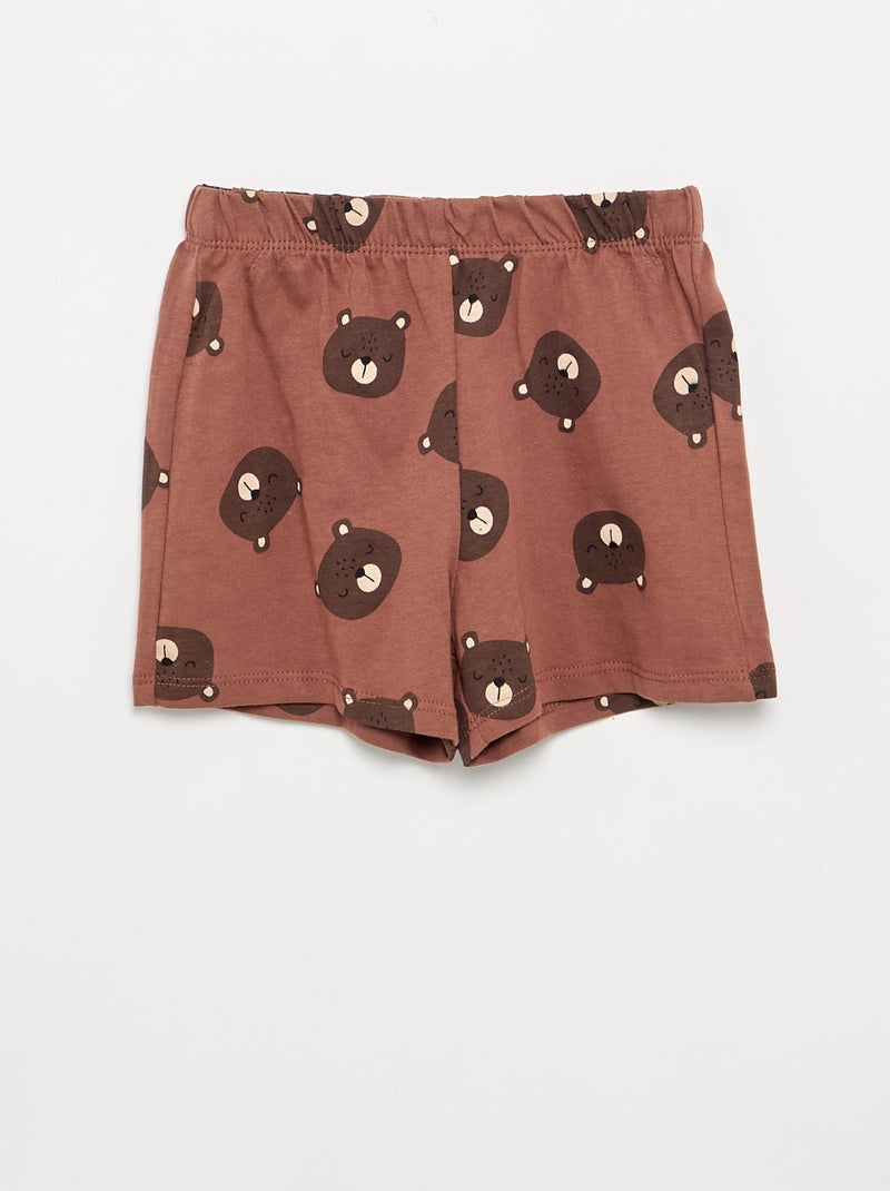 Pigiama 2 pezzi - T-shirt + short Marrone - Kiabi