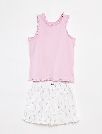 Pigiama 2 pezzi + canotta + shorts con stampa