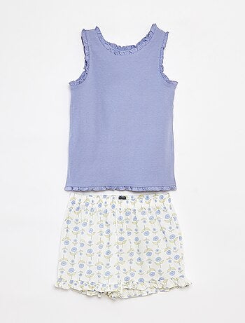 Pigiama 2 pezzi + canotta + shorts con stampa