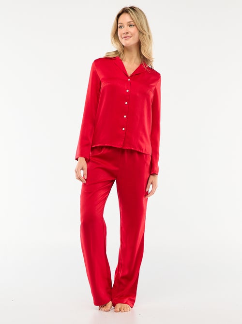 Pigiama 2 pezzi effetto satinato - camicia + pantaloni - Kiabi