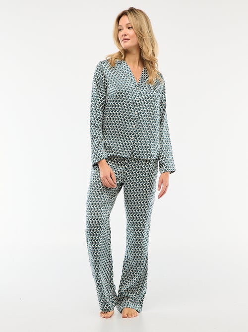 Pigiama 2 pezzi effetto satinato - camicia + pantaloni - Kiabi