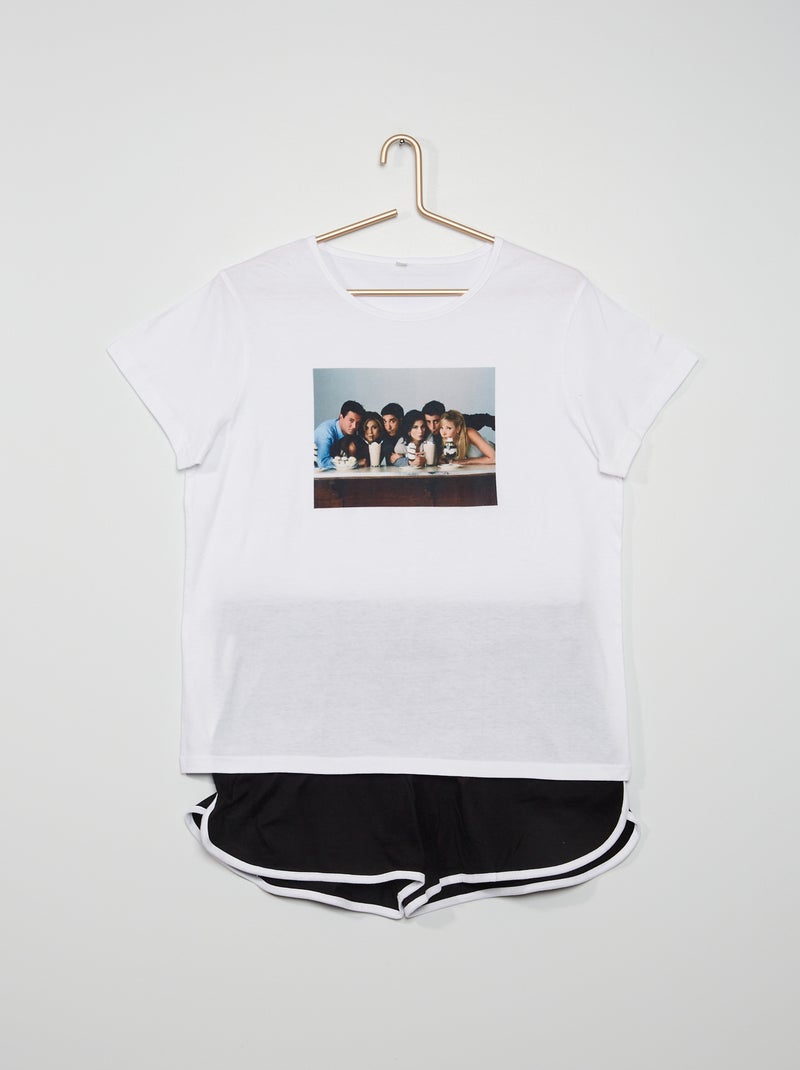 Pigiama 2 pezzi 'Friends' bianco/nero - Kiabi