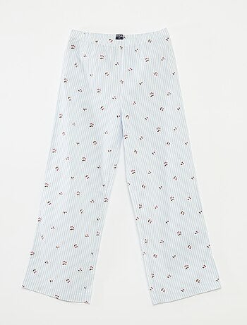 Pigiama 2 pezzi in cotone t-shirt a coste + pantaloni in popeline 2 pezzi
