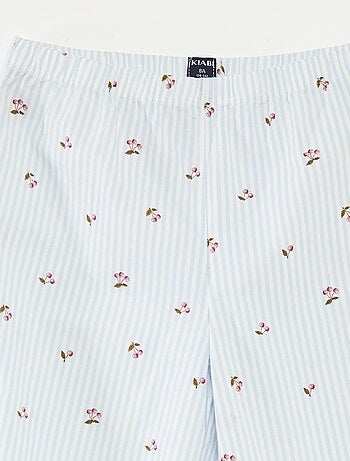 Pigiama 2 pezzi in cotone t-shirt a coste + pantaloni in popeline 2 pezzi