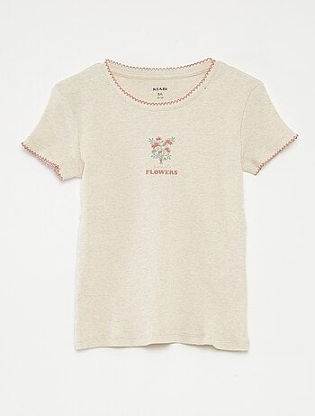 Pigiama 2 pezzi in cotone t-shirt a coste + pantaloni in popeline 2 pezzi