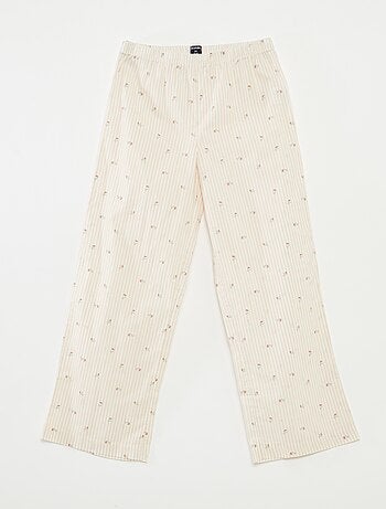 Pigiama 2 pezzi in cotone t-shirt a coste + pantaloni in popeline 2 pezzi