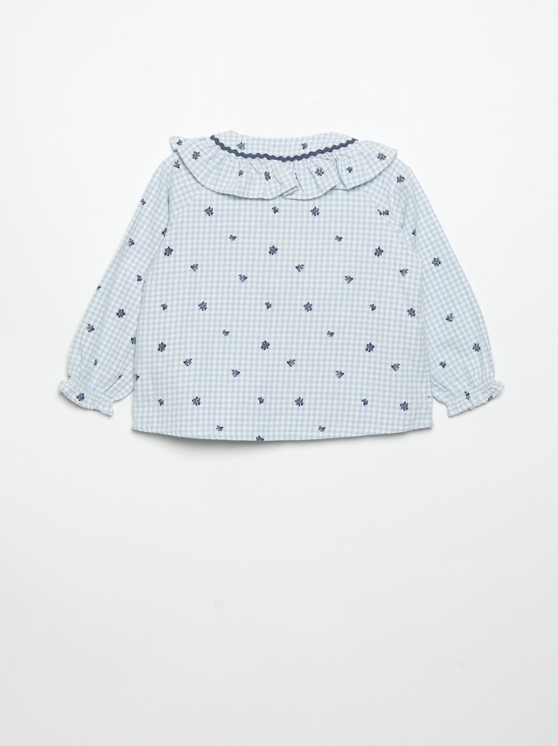 Pigiama 2 pezzi in flanella - Top abbottonato + pantaloni Blu - Kiabi