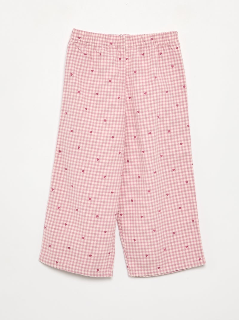 Pigiama 2 pezzi in flanella - Top abbottonato + pantaloni Rosa - Kiabi