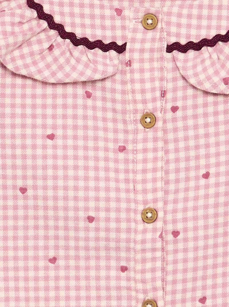 Pigiama 2 pezzi in flanella - Top abbottonato + pantaloni Rosa - Kiabi