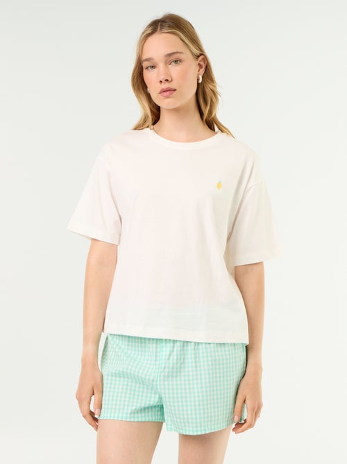 Pigiama 2 pezzi in jersey di cotone - T-shirt + pantaloncini - Kiabi Pigiama 2 pezzi in jersey di cotone - T-shirt + pantaloncini - Kiabi
