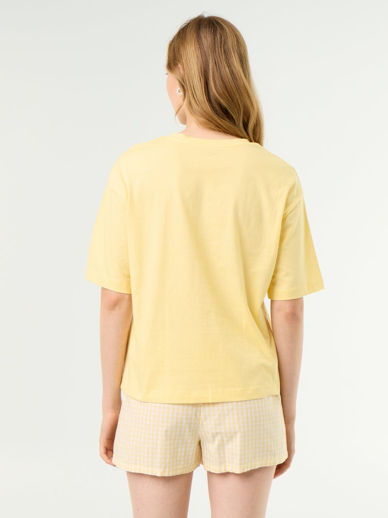 Pigiama 2 pezzi in jersey di cotone - T-shirt + pantaloncini Giallo - Kiabi