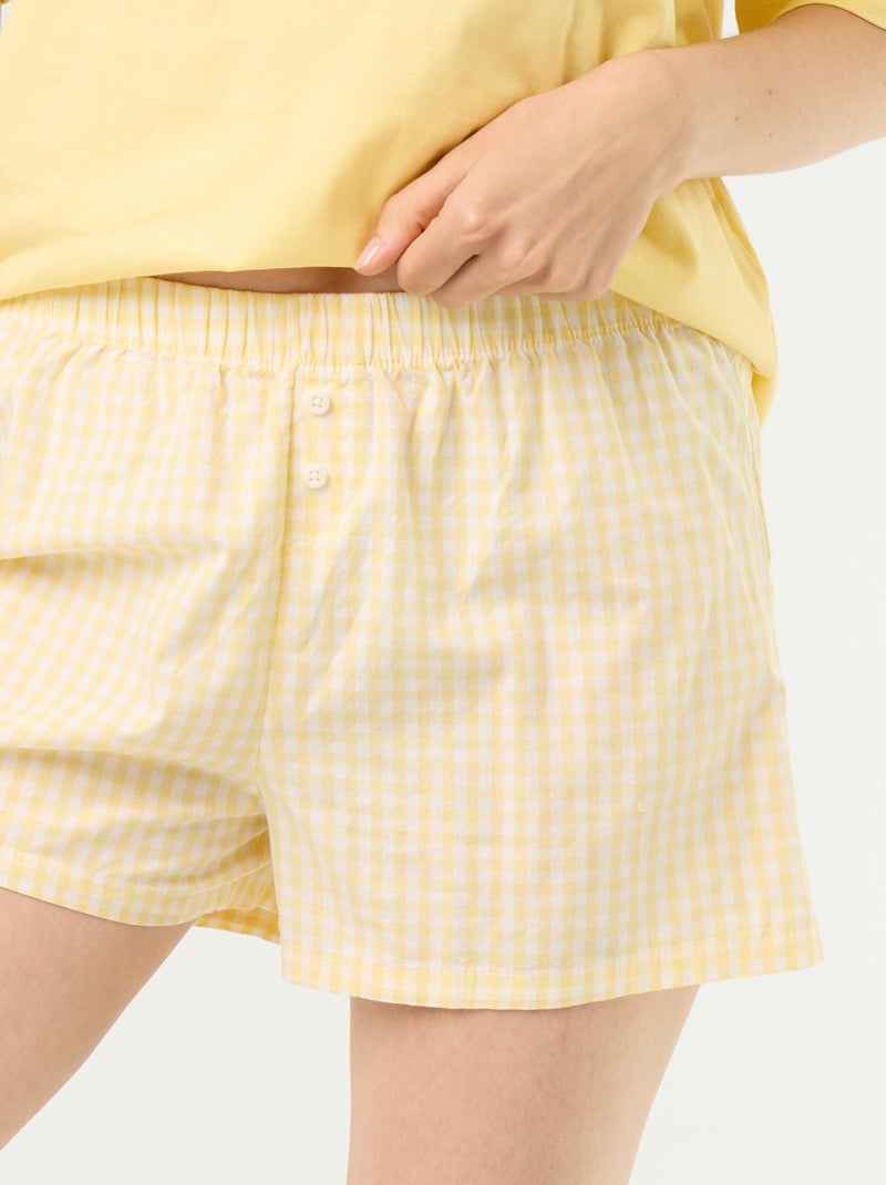Pigiama 2 pezzi in jersey di cotone - T-shirt + pantaloncini Giallo - Kiabi