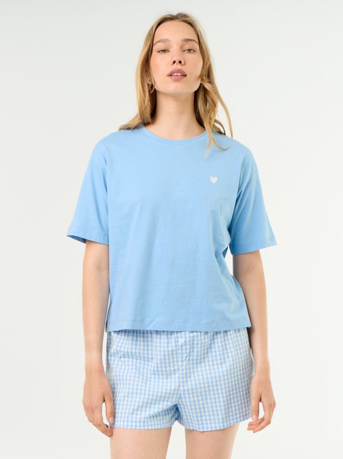 Pigiama 2 pezzi in jersey di cotone - T-shirt + short - Kiabi Pigiama 2 pezzi in jersey di cotone - T-shirt + short - Kiabi