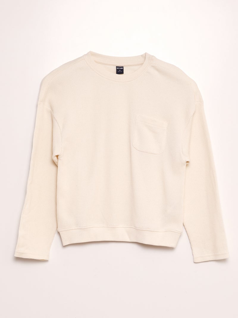 Pigiama 2 pezzi in maglia a nido d'ape BIANCO - Kiabi