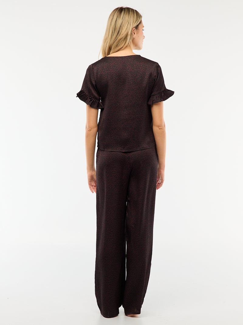 Pigiama 2 pezzi in maglia crêpe Rosso - Kiabi