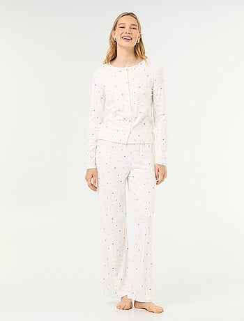 Pigiama 2 pezzi in maglia traforata - Cardigan + pantaloni