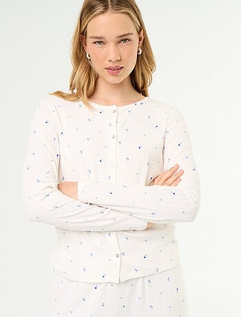 Pigiama 2 pezzi in maglia traforata - Cardigan + pantaloni