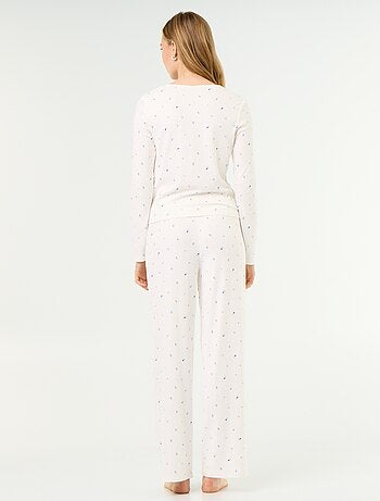 Pigiama 2 pezzi in maglia traforata - Cardigan + pantaloni