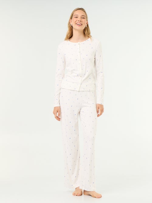 Pigiama 2 pezzi in maglia traforata - Cardigan + pantaloni - Kiabi