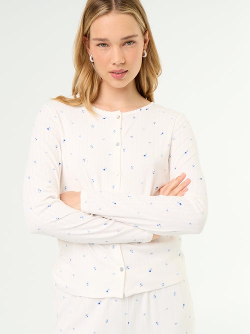 Pigiama 2 pezzi in maglia traforata - Cardigan + pantaloni - Kiabi