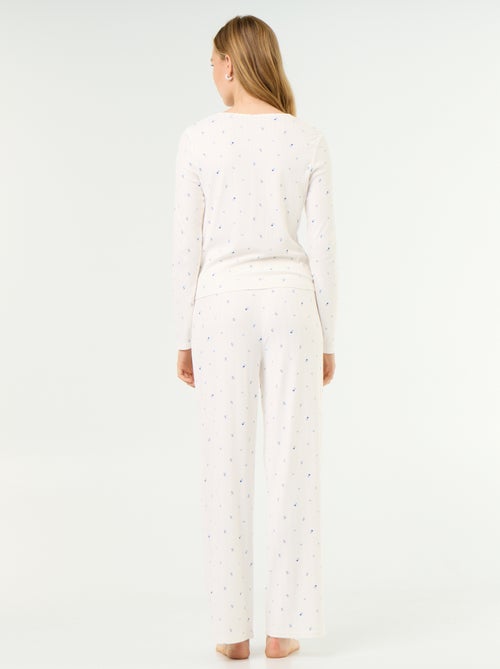 Pigiama 2 pezzi in maglia traforata - Cardigan + pantaloni - Kiabi