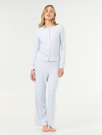 Pigiama 2 pezzi in maglia traforata - Cardigan + pantaloni