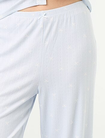 Pigiama 2 pezzi in maglia traforata - Cardigan + pantaloni