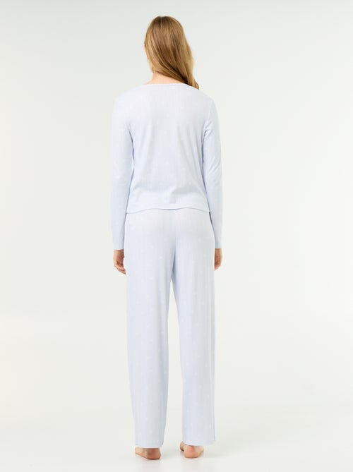 Pigiama 2 pezzi in maglia traforata - Cardigan + pantaloni - Kiabi
