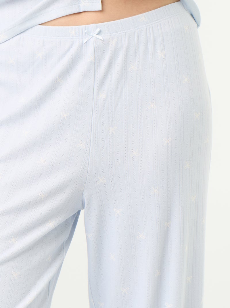 Pigiama 2 pezzi in maglia traforata - Cardigan + pantaloni Blu - Kiabi