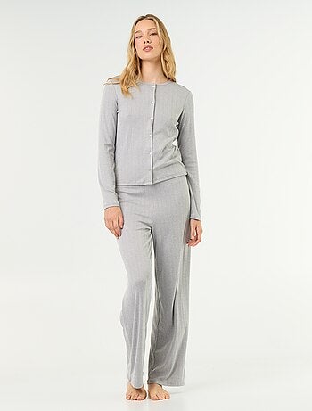 Pigiama 2 pezzi in maglia traforata - Cardigan + pantaloni