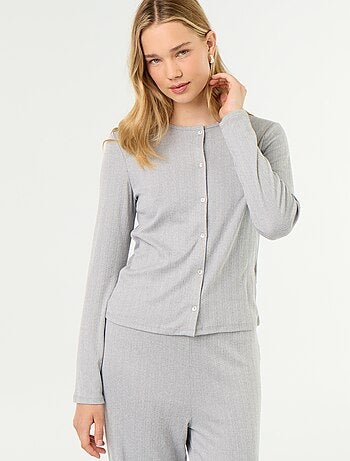 Pigiama 2 pezzi in maglia traforata - Cardigan + pantaloni