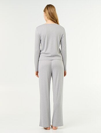 Pigiama 2 pezzi in maglia traforata - Cardigan + pantaloni