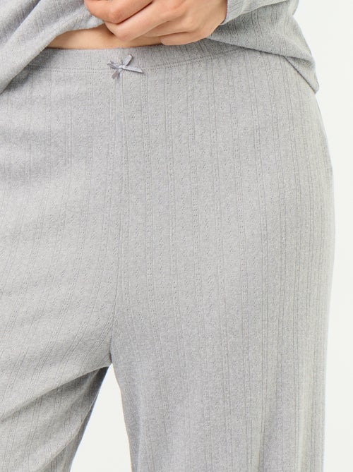 Pigiama 2 pezzi in maglia traforata - Cardigan + pantaloni - Kiabi