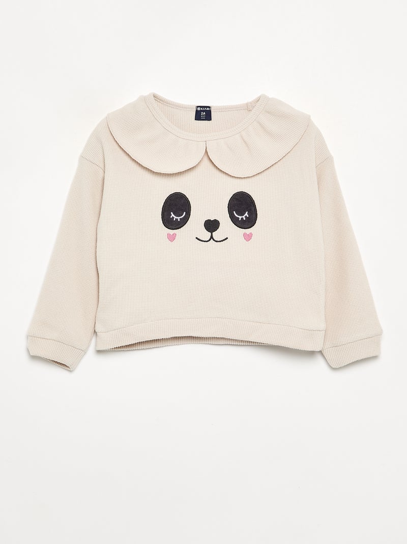 Pigiama 2 pezzi in maglia waffle - Felpa + pantaloni Bianco Ecru - Kiabi