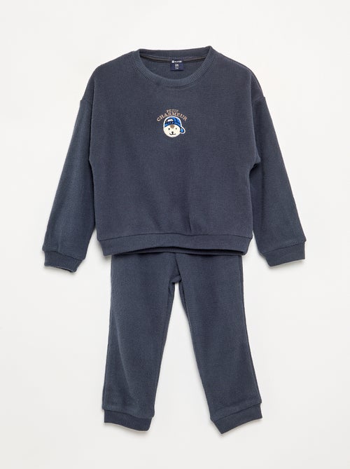 Pigiama 2 pezzi in maglia waffle - Felpa + pantaloni - Kiabi