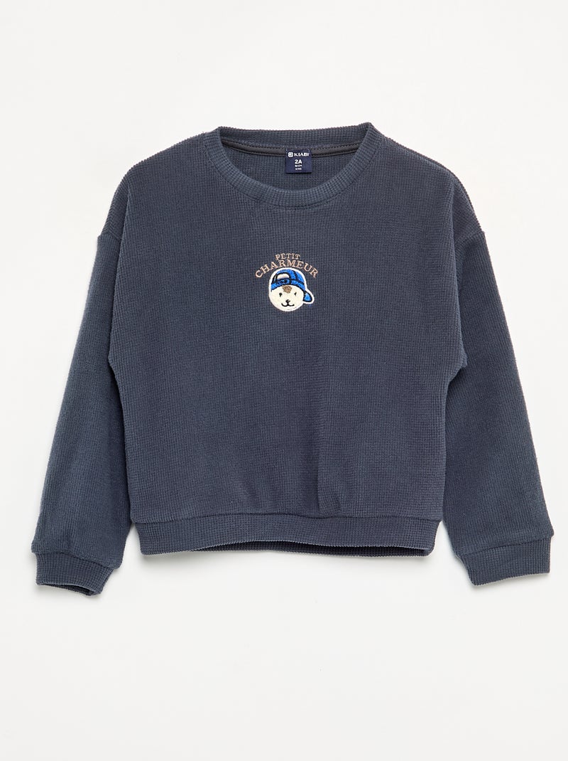 Pigiama 2 pezzi in maglia waffle - Felpa + pantaloni Blu - Kiabi