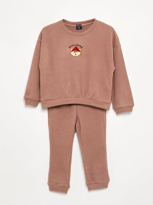 Pigiama 2 pezzi in maglia waffle - Felpa + pantaloni - Kiabi