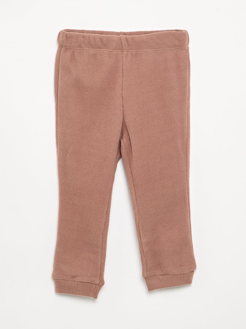 Pigiama 2 pezzi in maglia waffle - Felpa + pantaloni Marrone - Kiabi