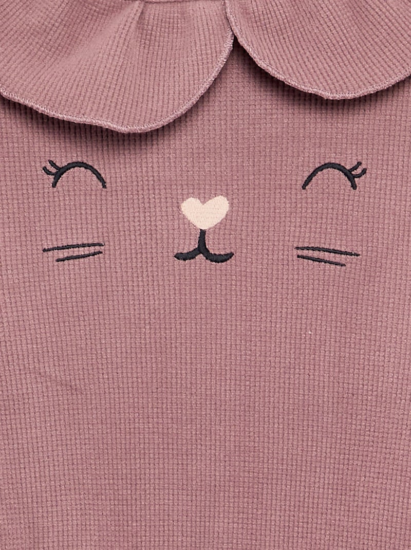 Pigiama 2 pezzi in maglia waffle - Felpa + pantaloni Rosa antico - Kiabi