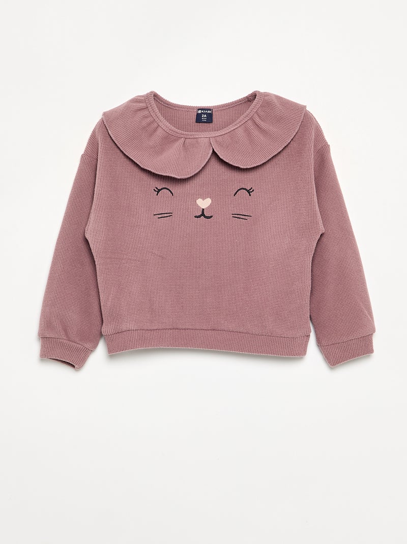 Pigiama 2 pezzi in maglia waffle - Felpa + pantaloni Rosa antico - Kiabi