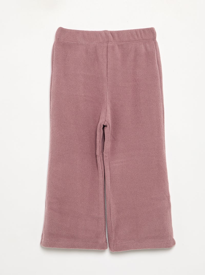 Pigiama 2 pezzi in maglia waffle - Felpa + pantaloni Rosa antico - Kiabi