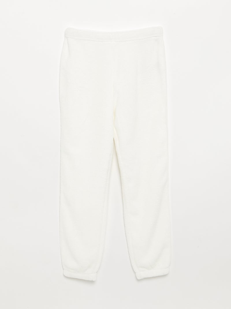 Pigiama 2 pezzi in pile color corallo - Felpa + pantaloni Bianco - Kiabi