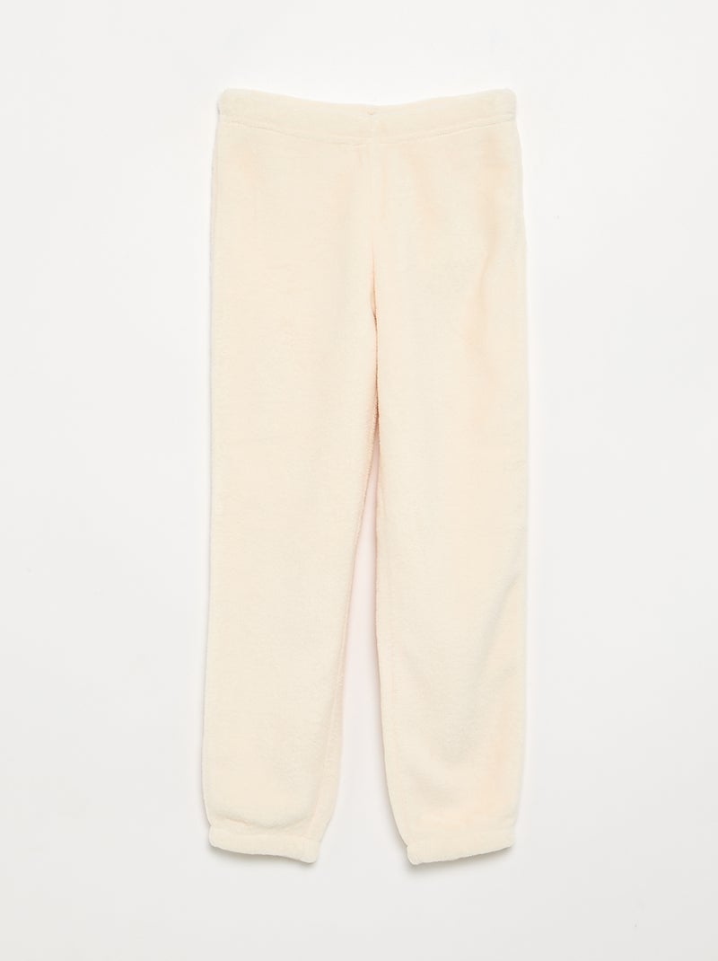 Pigiama 2 pezzi in pile color corallo - Felpa + pantaloni Rosa - Kiabi