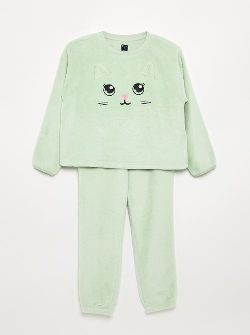 Pigiama 2 pezzi in pile color corallo - Felpa + pantaloni - Kiabi