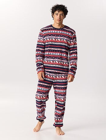 Pigiama 2 pezzi in pile con stampa jacquard "Natale