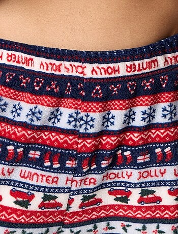 Pigiama 2 pezzi in pile con stampa jacquard "Natale