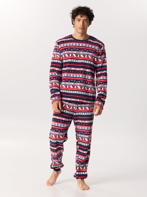 Pigiama 2 pezzi in pile con stampa jacquard "Natale" - Kiabi