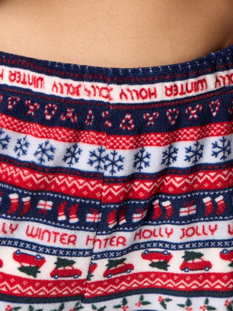 Pigiama 2 pezzi in pile con stampa jacquard "Natale" Blu - Kiabi